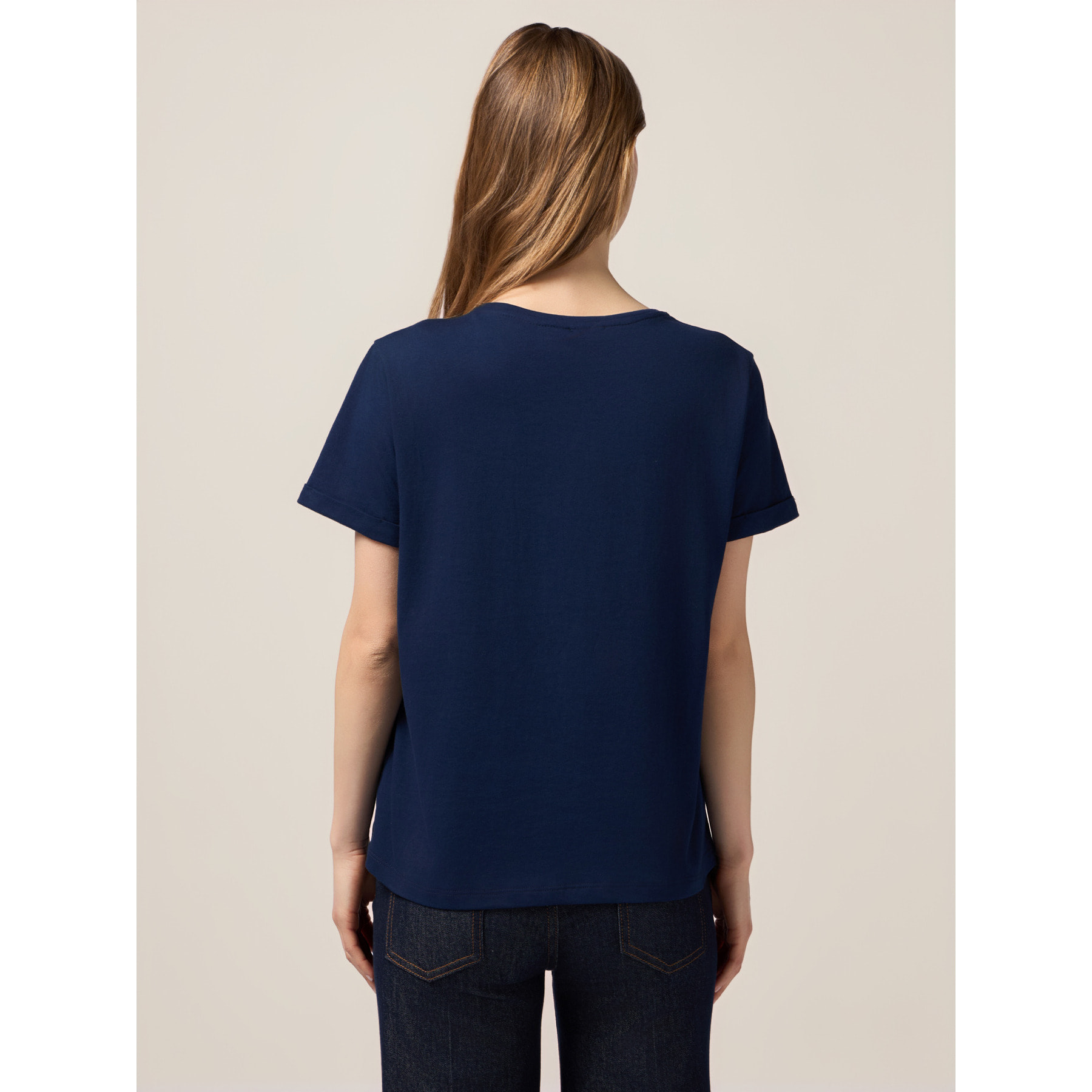 Oltre - T-shirt con taschino gioiello - Blu