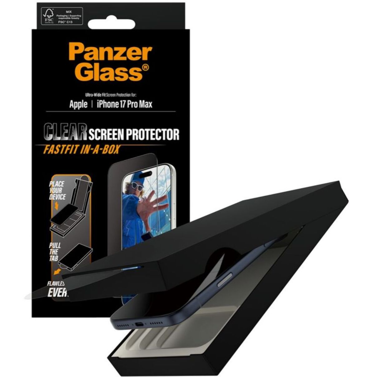 Protège écran PANZERGLASS iPhone 17 Pro Max verre Pose facile