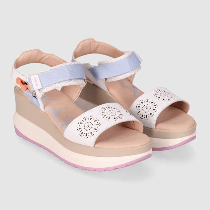 Sandalias de Piel Sintética - Blanco - Tacón: 7 cm