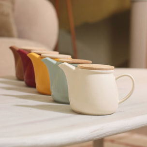 Théière en grès noisette avec couvercle en bois 500ml ANNA