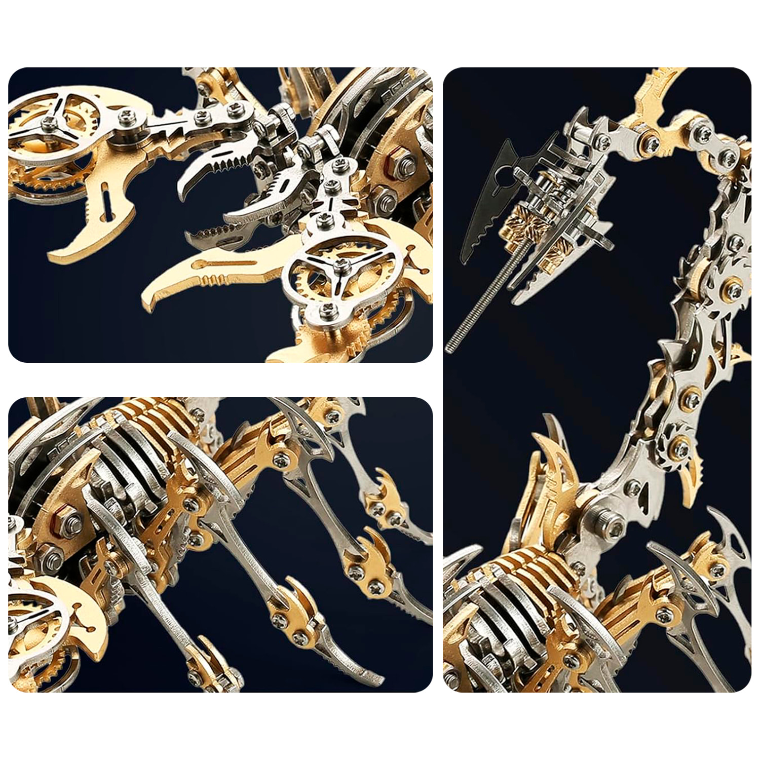 Assemblaggio 3D in acciaio inossidabile. Modello Scorpione dorato.