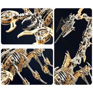 Assemblaggio 3D in acciaio inossidabile. Modello Scorpione dorato.