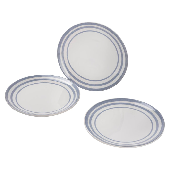 Set de 3 platos de postre ø19cm san ignacio con líneas azules