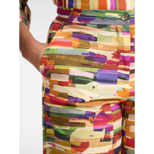 Elena Mirò - Pantalones cropped estampados - Beige