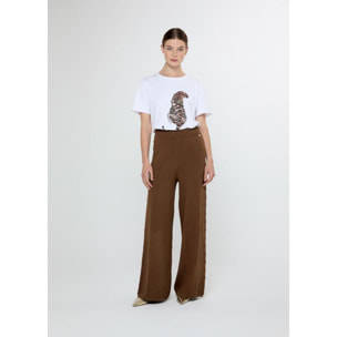 Pantaloni dritti con borchie laterali