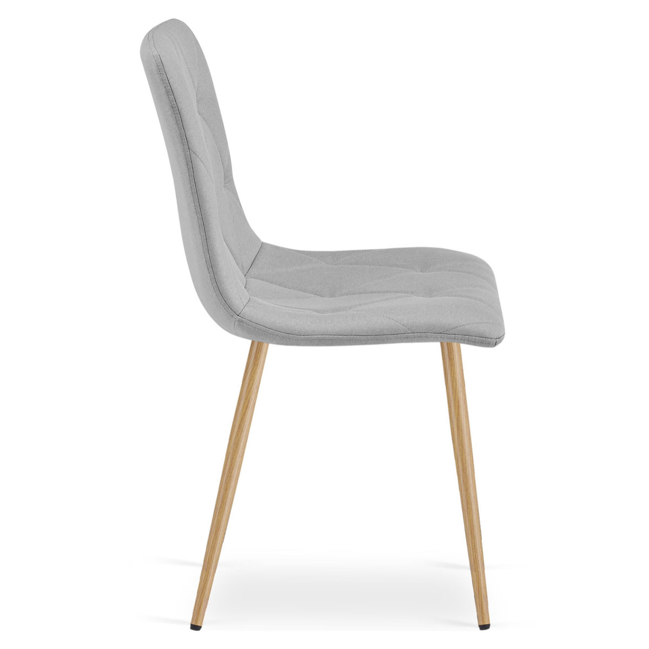 Sedia Libra in tessuto grigio chiaro con gambe effetto legno