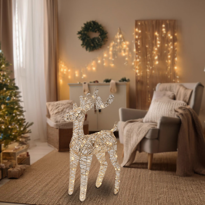reno luminoso navideño color oro champagne con 60 luces led 36x14x60cm
