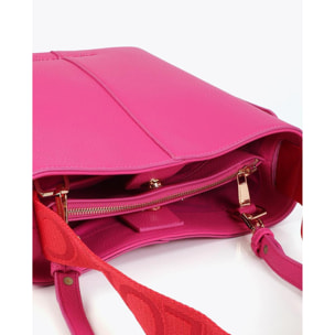 Shopper con manico in nylon a contrasto