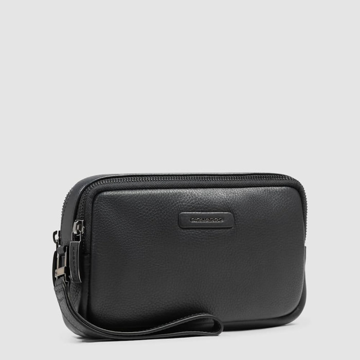 Piquadro Pochette in pelle a due scomparti con polsiera rimovibile