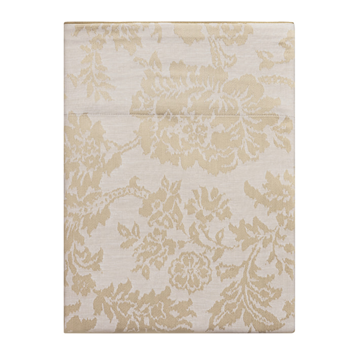 Drap plat imprimé en jacquard de coton, MÉMOIRE, Beige Lune