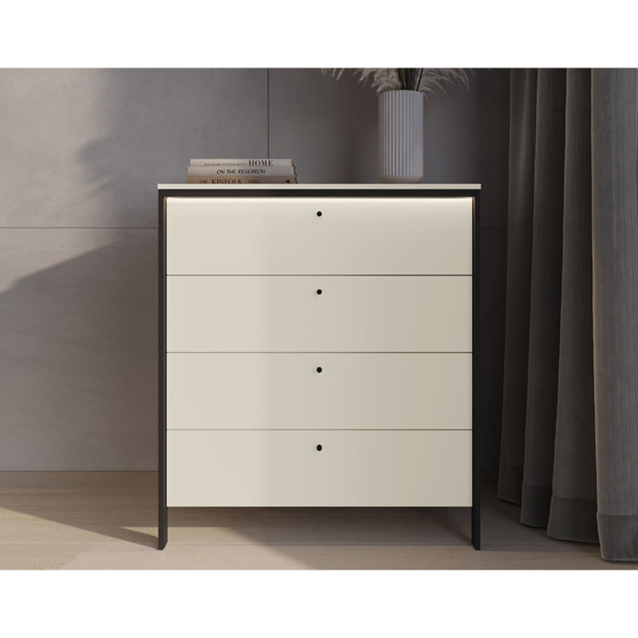 Kimi - commode 4 tiroirs - led inclus - Beige