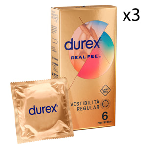 3x Preservativi Durex Real Feel Anallergici - 18 Profilattici