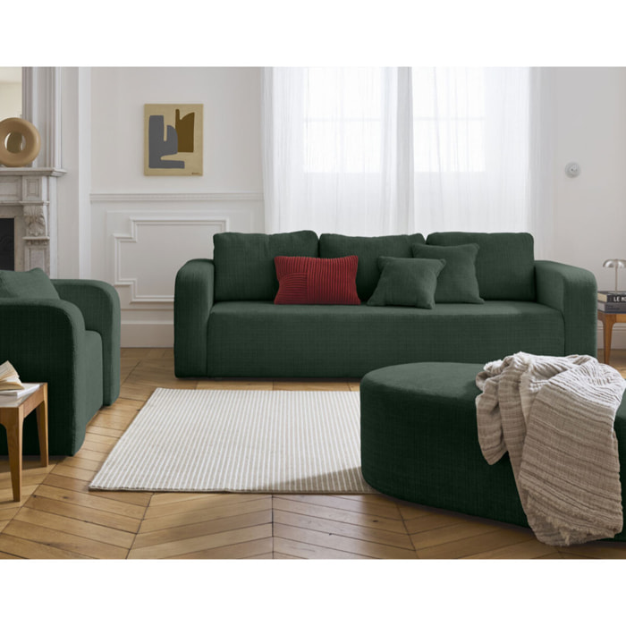 Miro - canapé droit 3 places - convertible avec coffre - en velours texturé - Vert