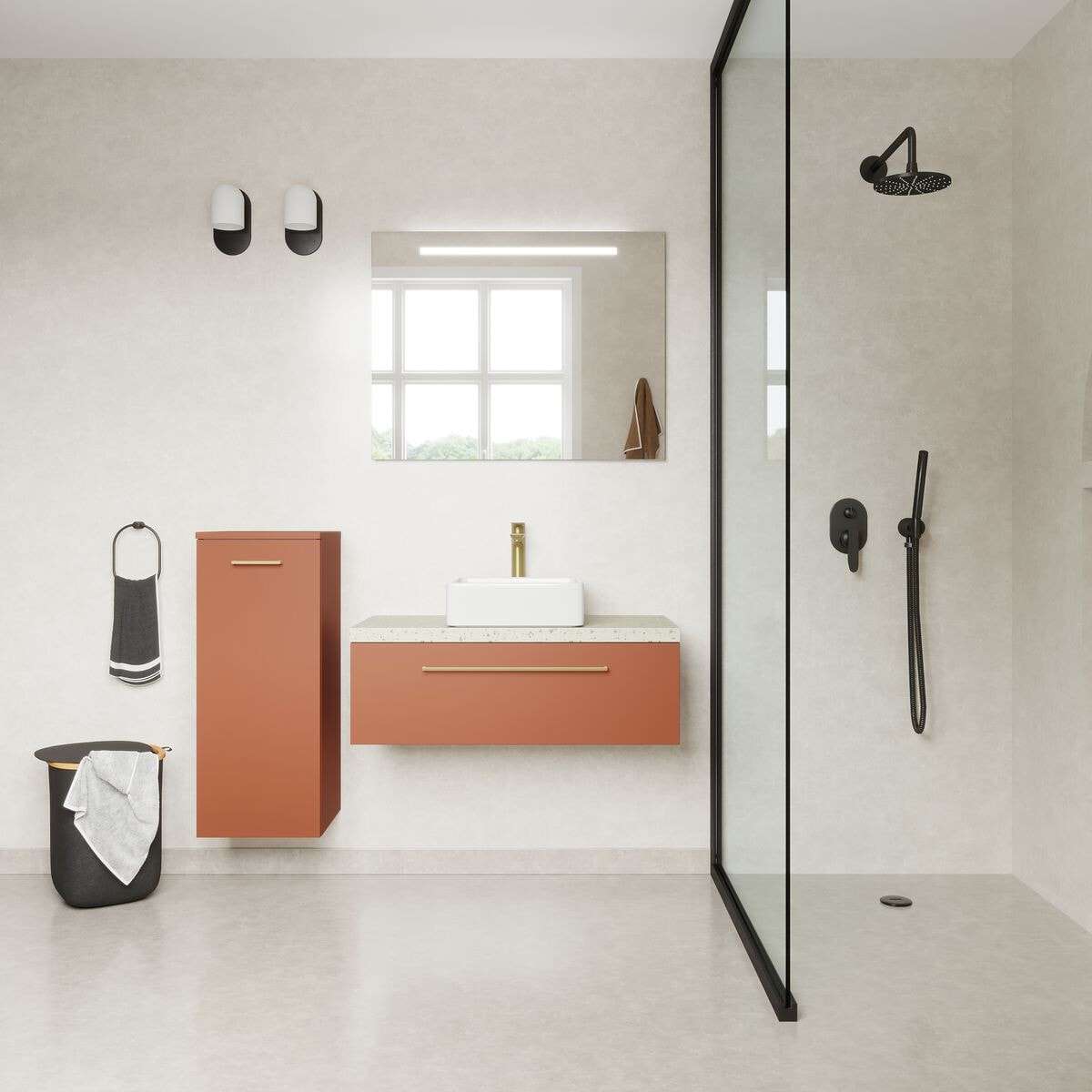 Ensemble vasque posée 1 tiroir + miroir - GLASGOW