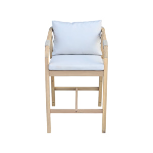 Lot de 2 fauteuils de jardin bois d'acacia et corde Zahara naturel et beige 68 x 58 x 95 cm