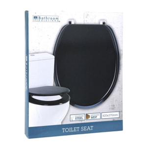 Well home asiento de inodoro mdf con tapa y bisagras de acero inoxidable color negro 37,5x5,5x45cm