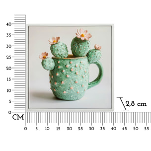 STAMPA SU TELA LACCATA C/CORNICE VASETTO CACTUS -C- CM 40X2,8X40