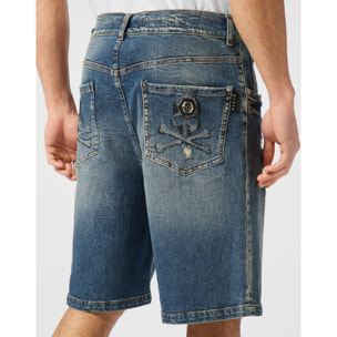 PHILIPP PLEIN PANTALONCINI DI JEANS SKULL