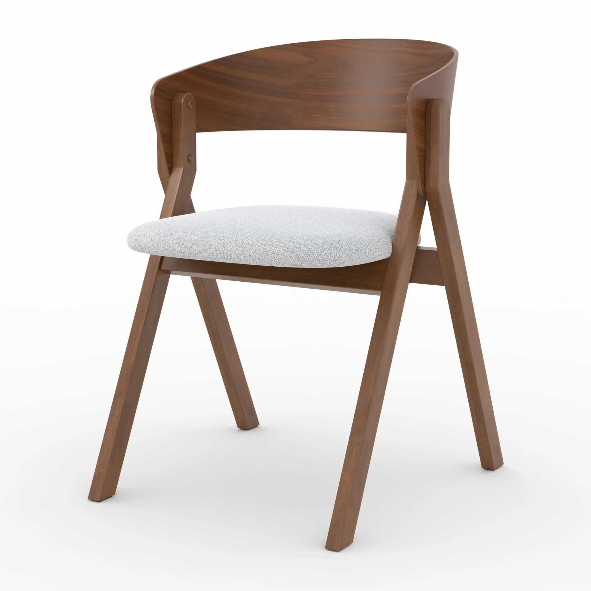 Chaise en bois d'hévéa et tissu gris clair - Héloïse