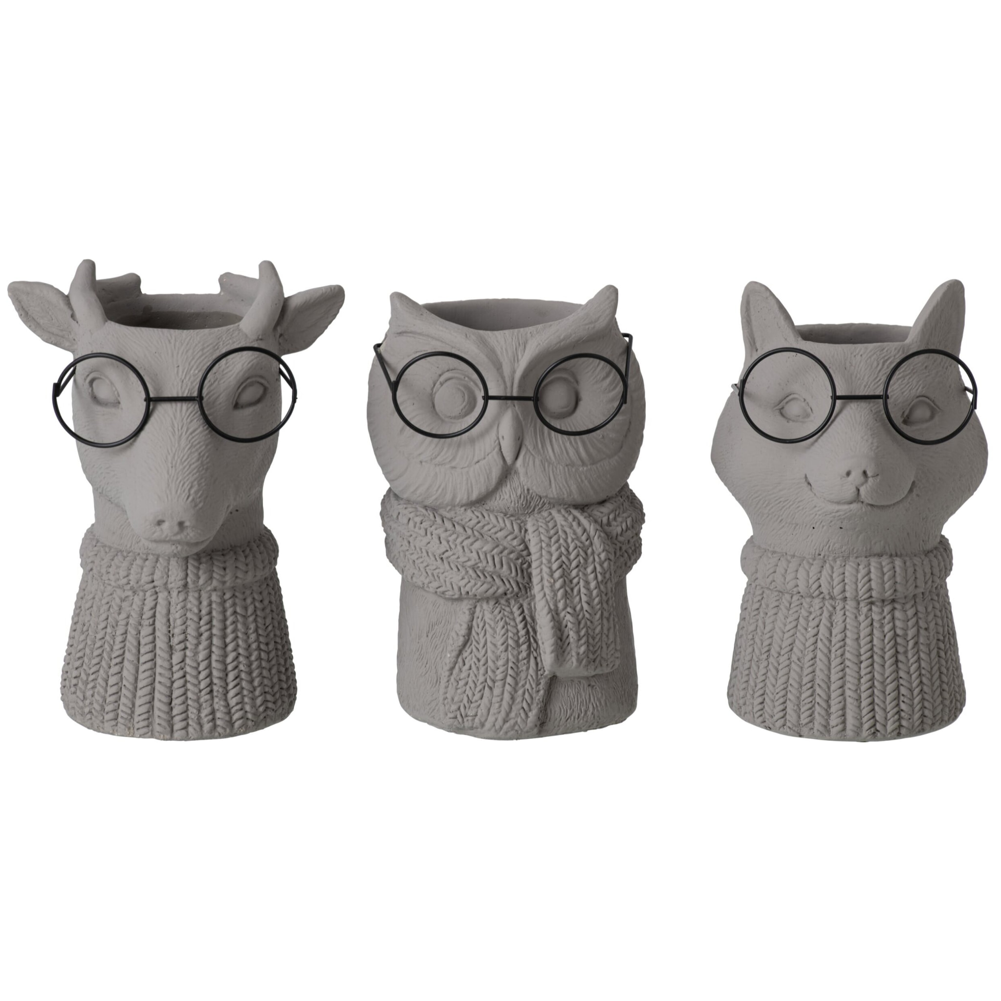 J-Line 3 cache-pots - ciment - gris foncé/noir