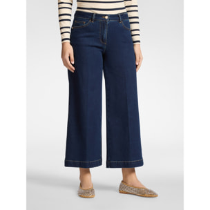 Elena Mirò - Jeans cropped wide leg, "Wanda" - Blu