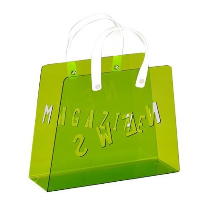 Porte-revues sac plexiglass vert - BAG