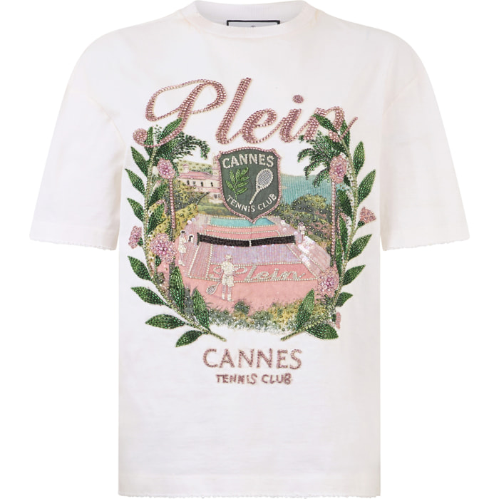 PHILIPP PLEIN Washed Man Fit T-Shirt Cannes Tennis Club