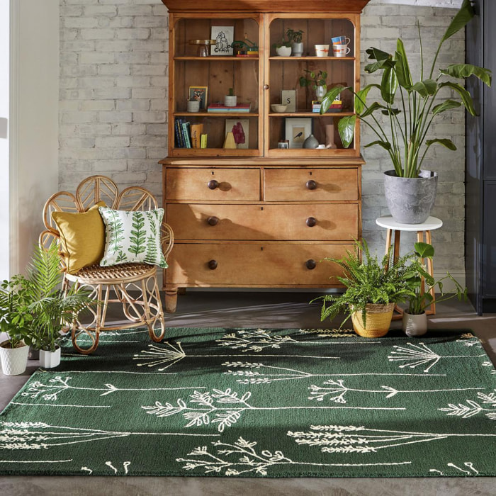 Tapis salon et chambre fait à la main en laine motif floral CHICDOUK