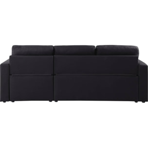 Canapé d'angle convertible/ réversible "Alain" - 221 x 145 x 85 cm - 3 places - Noir