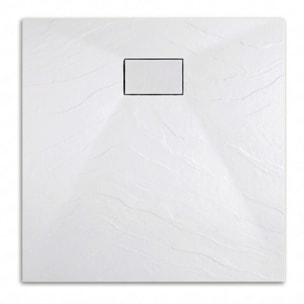 PixL 90x90 cm receveur de douche carré à poser en résine composite avec surface effet pierre, blanc (CERAPX9090W)