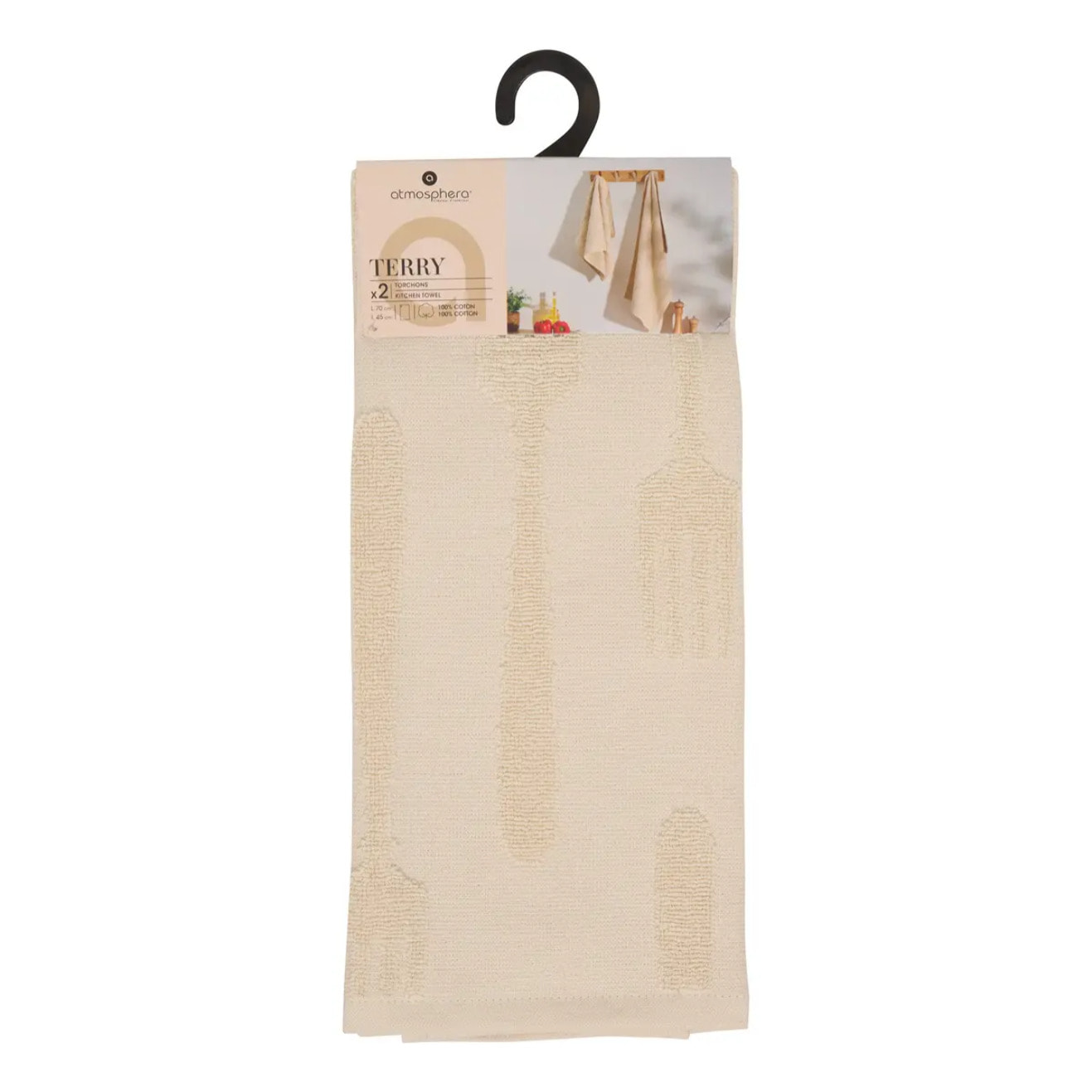 2 torchons Terry 70x45cm beige lin