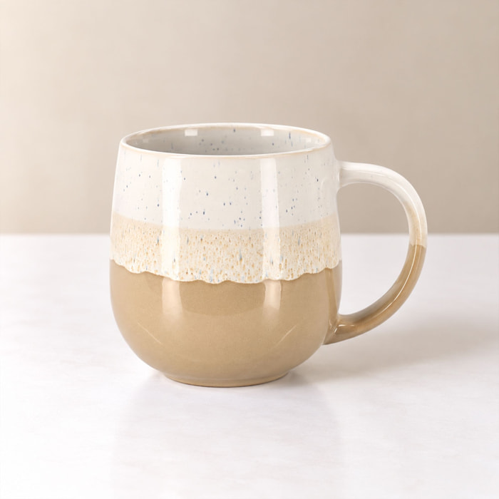 Lot de 6 mugs beiges en grès 44cl RIGA