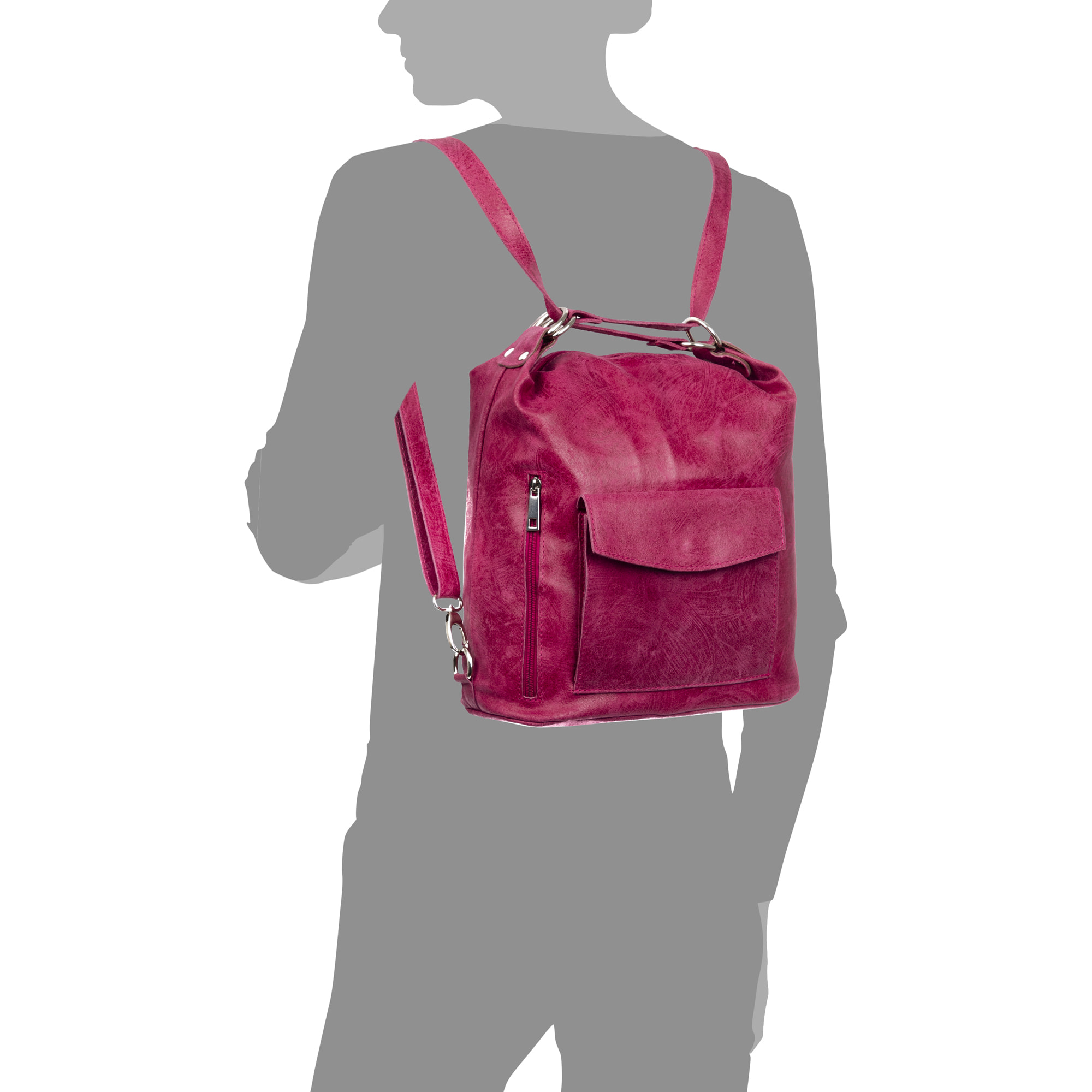 Irene Borsa a spalla Donna. Pelle genuina Camoscio Lavato a Pietra.