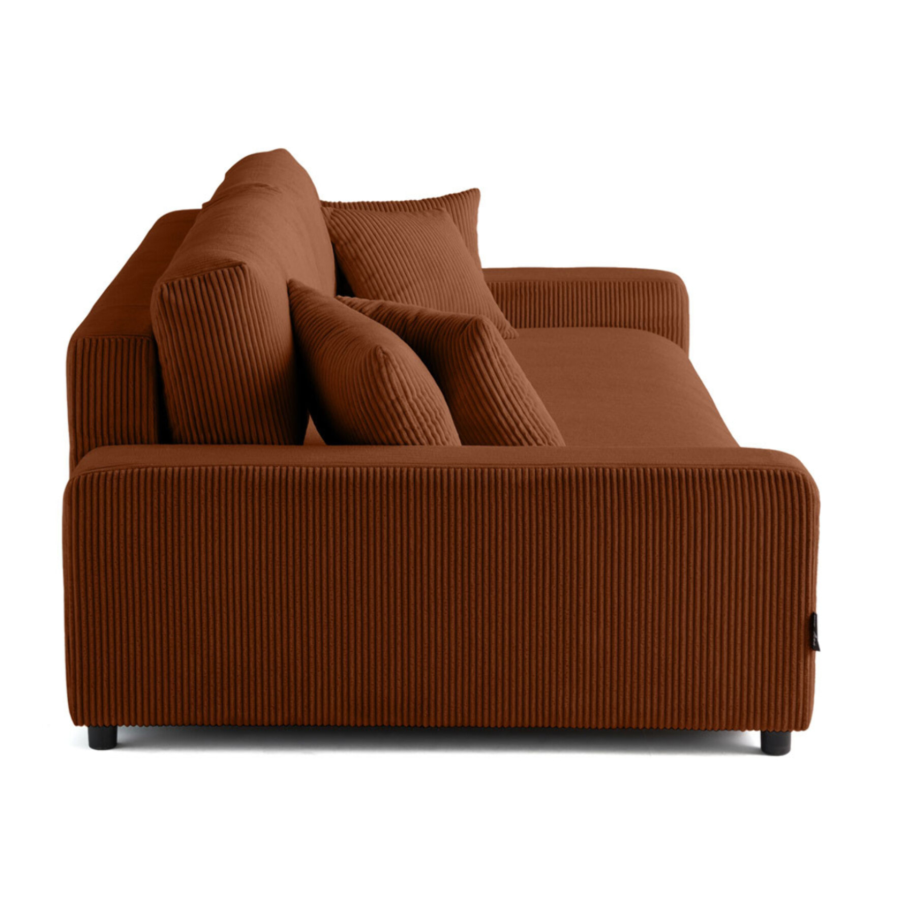 Pivoine - canapé droit 3 places - convertible avec coffre - en velours côtelé - Terracotta