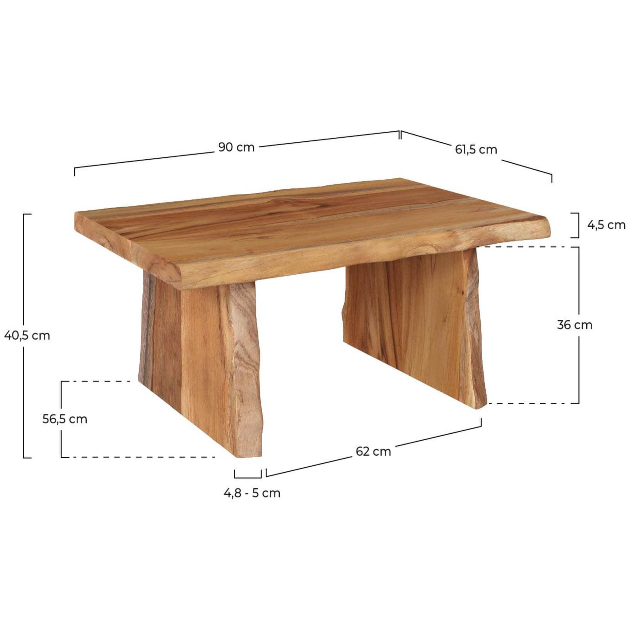 Table basse rectangulaire en bois de teck recyclé - Suzy