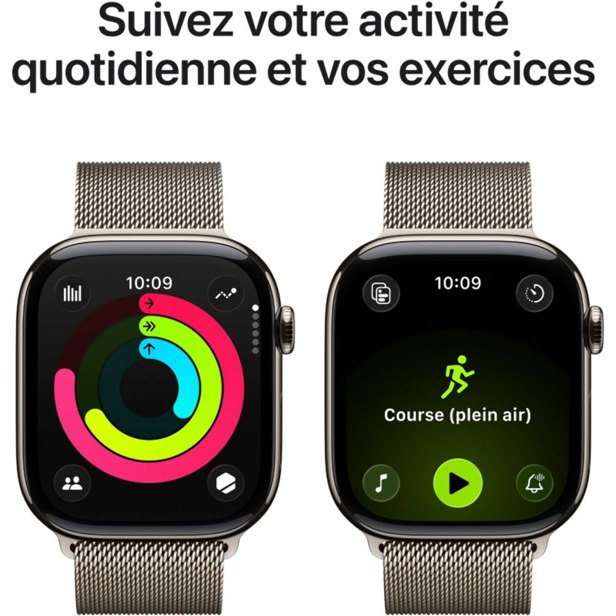 Montre connectée APPLE WATCH 46mm Tit Naturel Milan Serie 11 S/M Cell