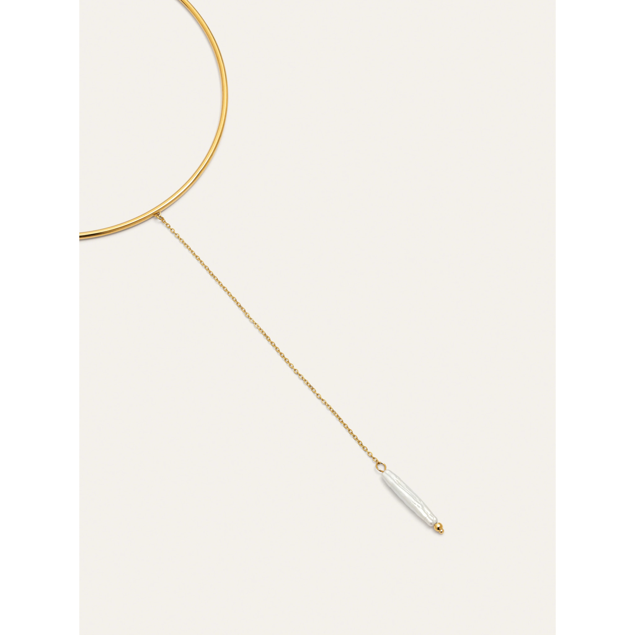 Collana Y Pearl Acciao Placcato Oro