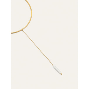 Collana Y Pearl Acciao Placcato Oro