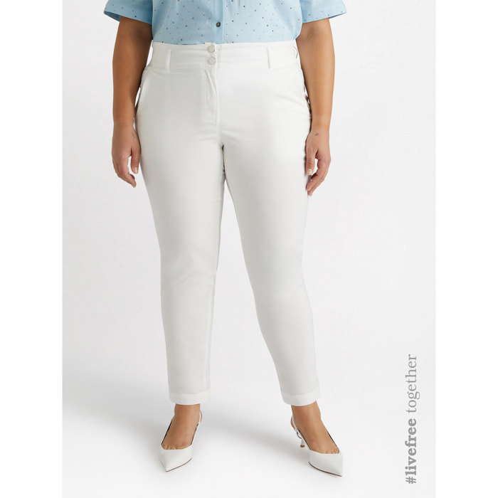 Fiorella Rubino - Pantalones de algodón y lyocell elástico - Blanco