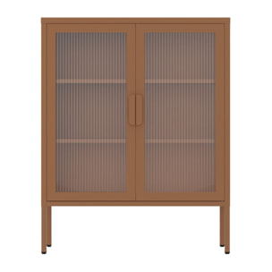 Vetrina in metallo 2 ante con ripiani 80x38x100h cm mattone - Pop