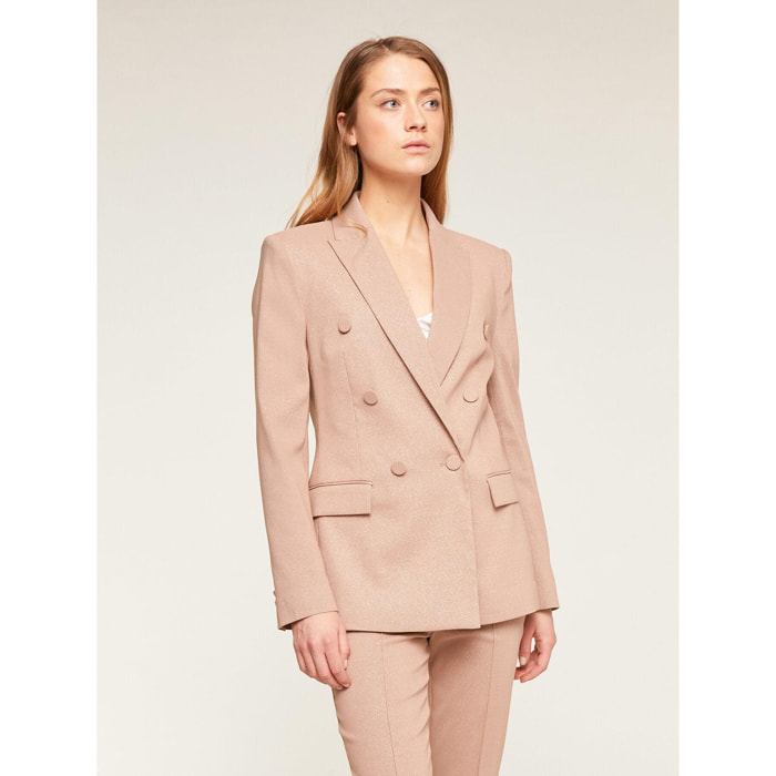 Motivi - Chaqueta blazer de doble abotonadura lúrex - Beige