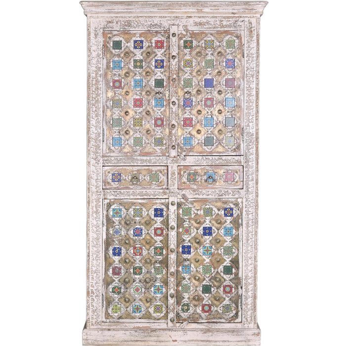 Armario - Madera de Mango, Cerámica y Bronce - 100x40x185cm