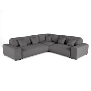 Garance - canapé modulable d'angle droit - 5 places - en velours côtelé - Gris foncé
