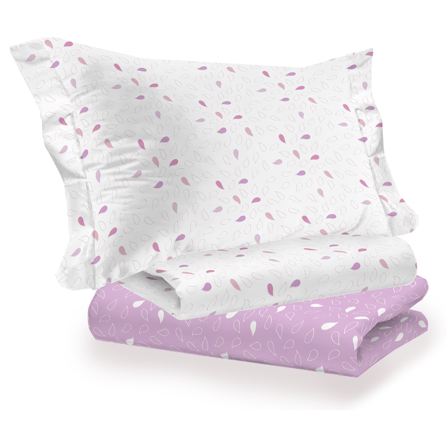 Completo letto goccia rosa 100% cotone