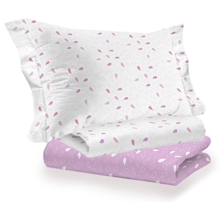 Completo letto goccia rosa 100% cotone
