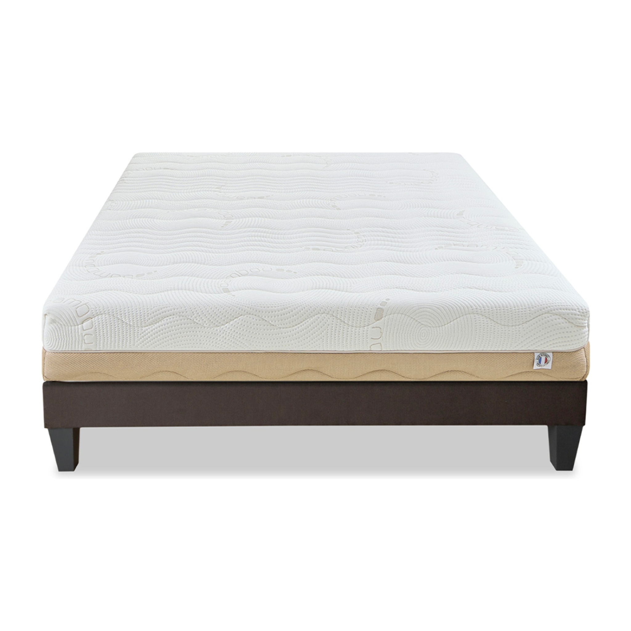 Ensemble Matelas Leman & Sommier KIT15, 25 cm, Mousse Supersoft Haute Résilience, Technologie Tri-Lattes, Soutien Medium