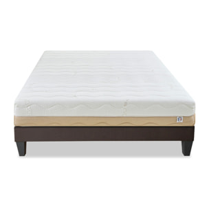 Ensemble Matelas Leman & Sommier KIT15, 25 cm, Mousse Supersoft Haute Résilience, Technologie Tri-Lattes, Soutien Medium