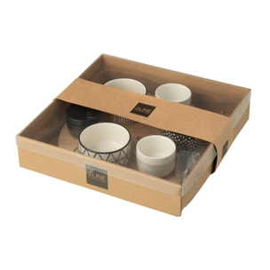 J-Line Service A Tapas 6 Sets+Plateau Bambou Boite Noir/Blanc