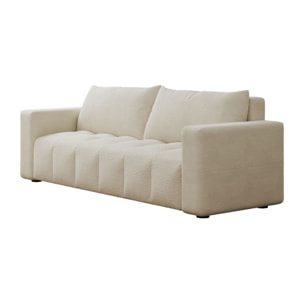 MIDLAND Canapé convertible 3 places avec coffre en bouclette beige