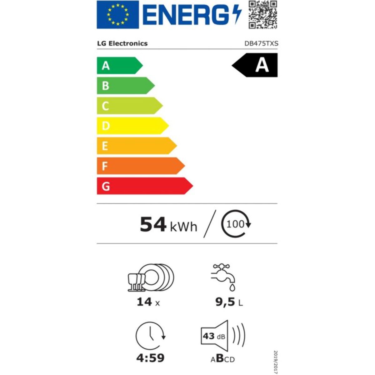 Lave vaisselle encastrable LG DB475TXS TrueSteam